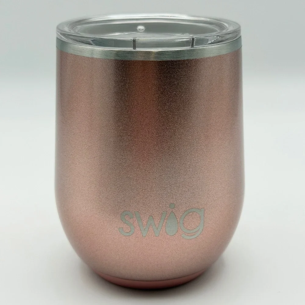 Swig Life 12oz Rose Gold Shimmer Stemless Wine Cup‎ Stainless Steel Tumbler NEW